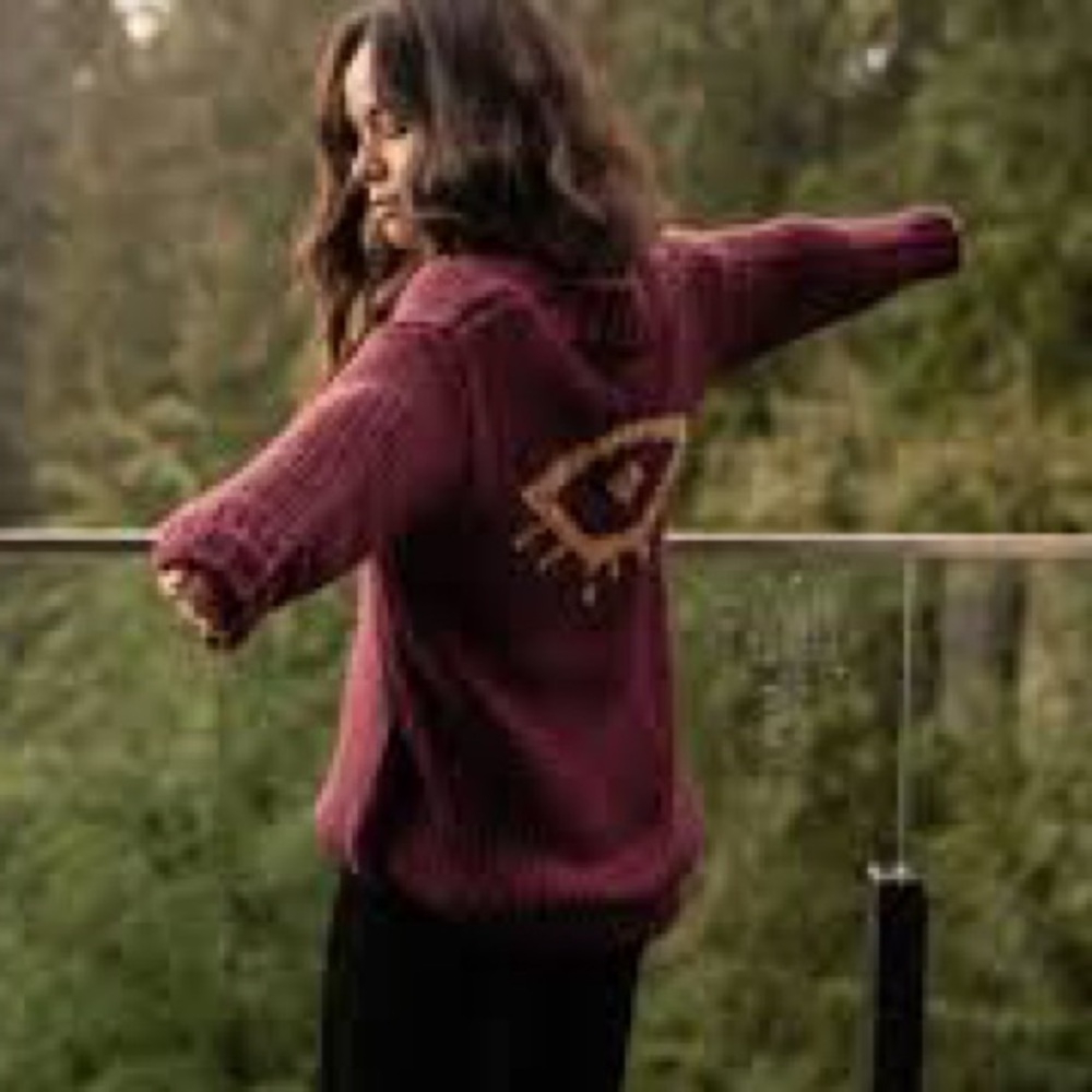 Jackson Rowe "I See You" Burgundy Cardigan Size Medium